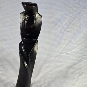 Unbranded Abstract Sculpture Hand‎ Carved Ebony Wood Black Excellent 12in Modern